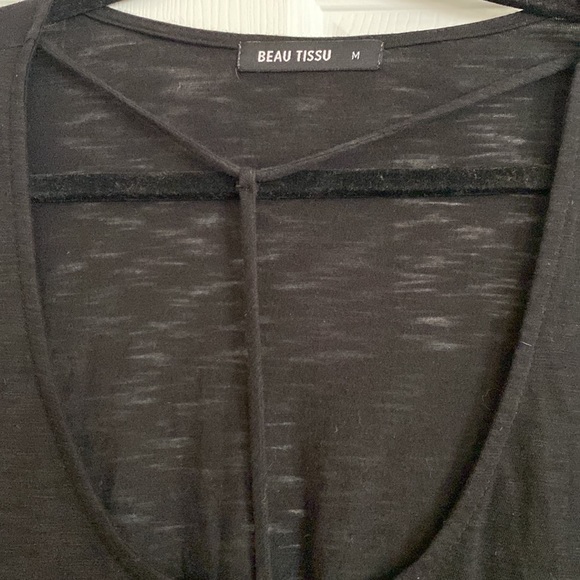 Beau Tissu Black T Shirt with Open T Front - Picture 2 of 2